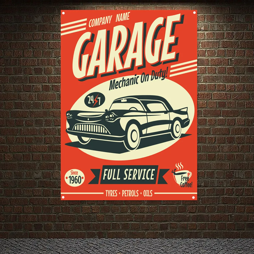 Auto Repair Shop Banners - ช่าง ON DUTY รถโบราณบริการเต็มรูปแบบ Wall Art