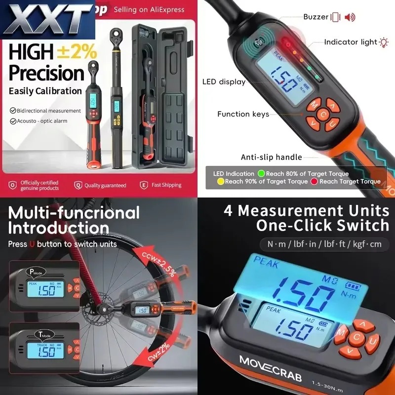 Torque Wrench Digital - ประแจวัดแรงบิดดิจิตอล XXT 1.5-340 นิวตันเมตร ความแม่นยำ 2%
